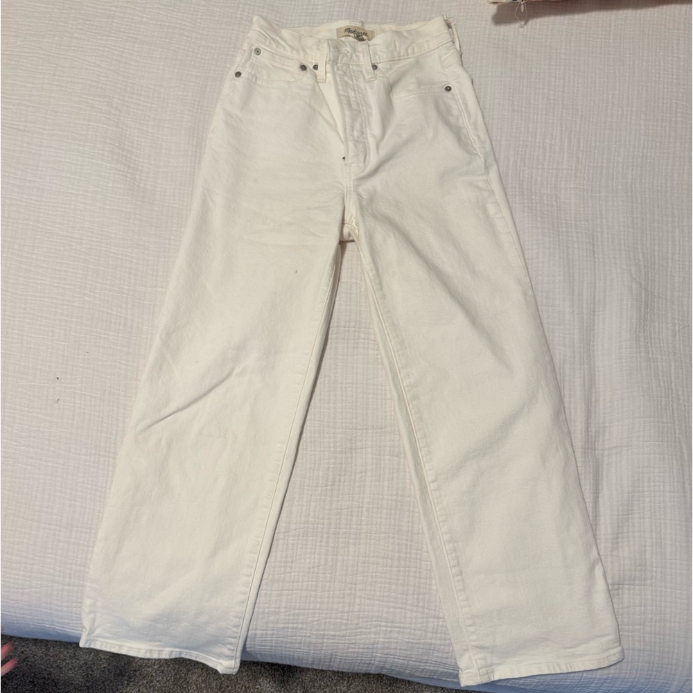 White Madewell wide leg crop jean